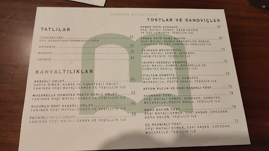 Tasarım Bookshop & Cafe Menü görseli