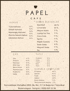 PAPEL CAFE Menü görseli