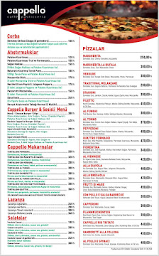 Cappello Caffe Kartal ,Kartalda Pizzacı,Kartalda İtalyan Restorantı,Kartalda Dondurmacı, Kartalda Makarnacı, Menü görseli