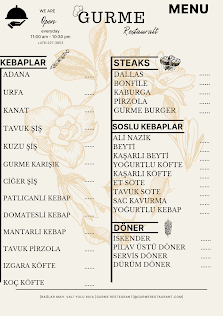 gurme restaurant ığdır Menü görseli