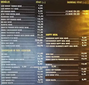 McDonald's İstanbul Bağcılar Menü görseli